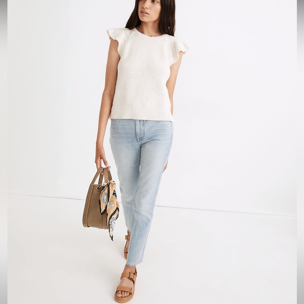 Tan Flutter-Sleeve Sweater Tank